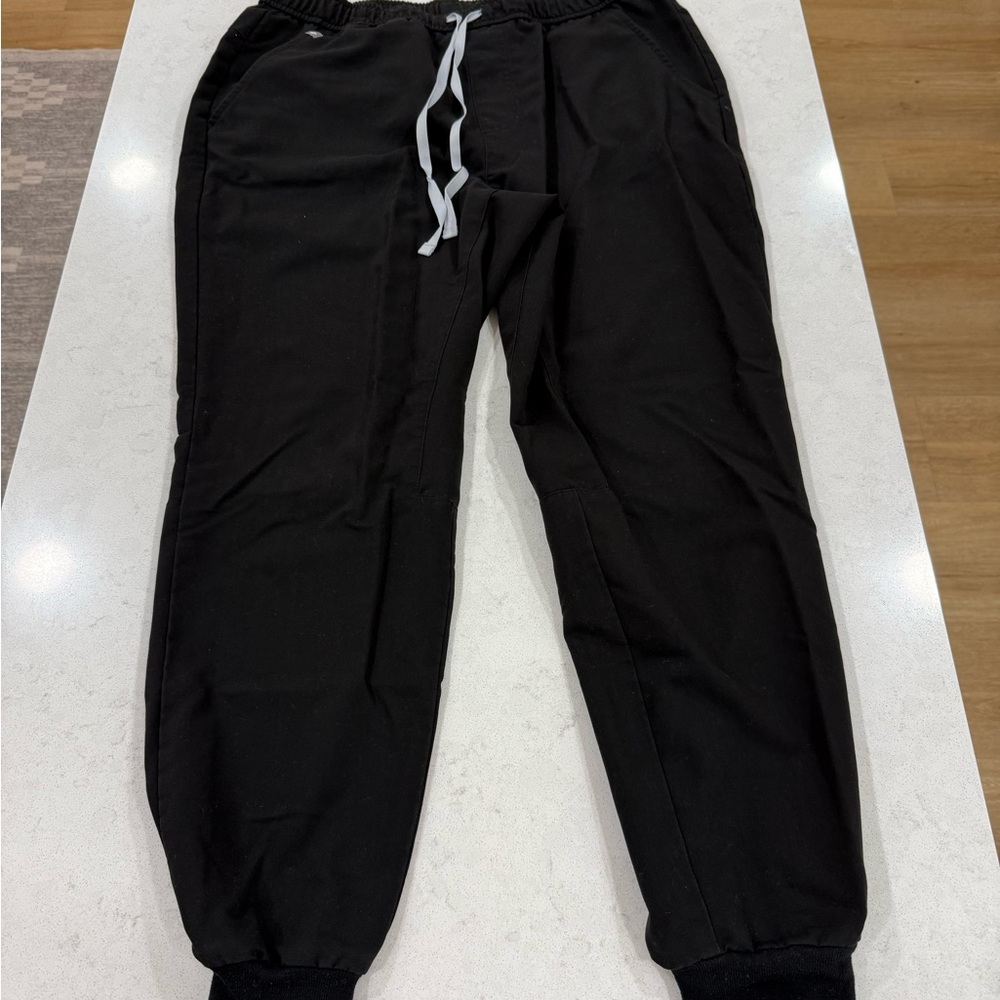 Figs Black Jogger Sweatpants with White Drawstring